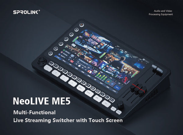 SPROLINK NeoLIVE ME5: 10.1" Touch Screen Multi-Functional Live Streaming Switcher with 4K Input, Dual RTMP & AI Speech-to-Text