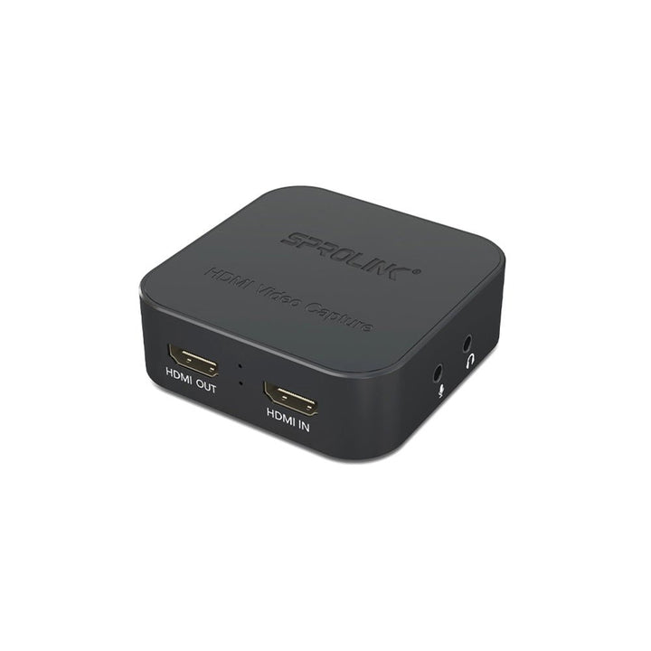 Sprolink video capture card with hdmi input/output and 3.5mm audio jack.