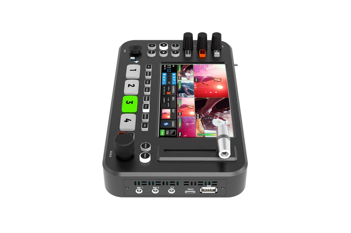 HD video switcher with audio jack, usb port and type-c port on the side