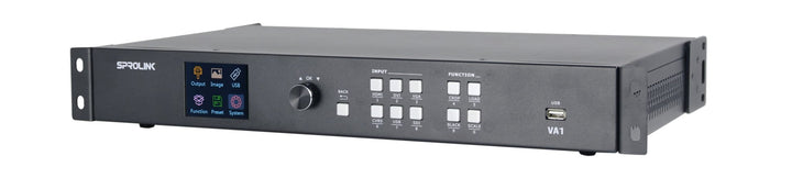 Sprolink VA1 video scaler switcher function keys and input keys.